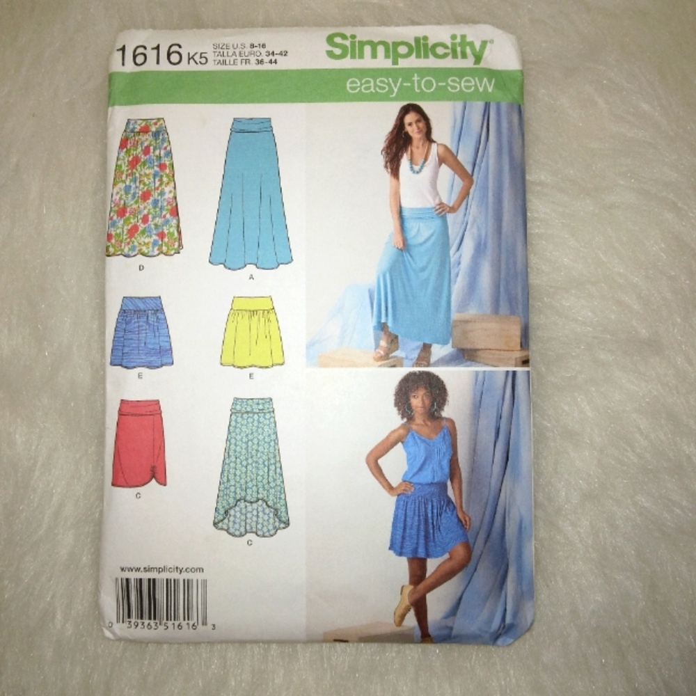 SIMPLICITY 1616 Sz 8-16 Easy to Sew skirts in 5 variations